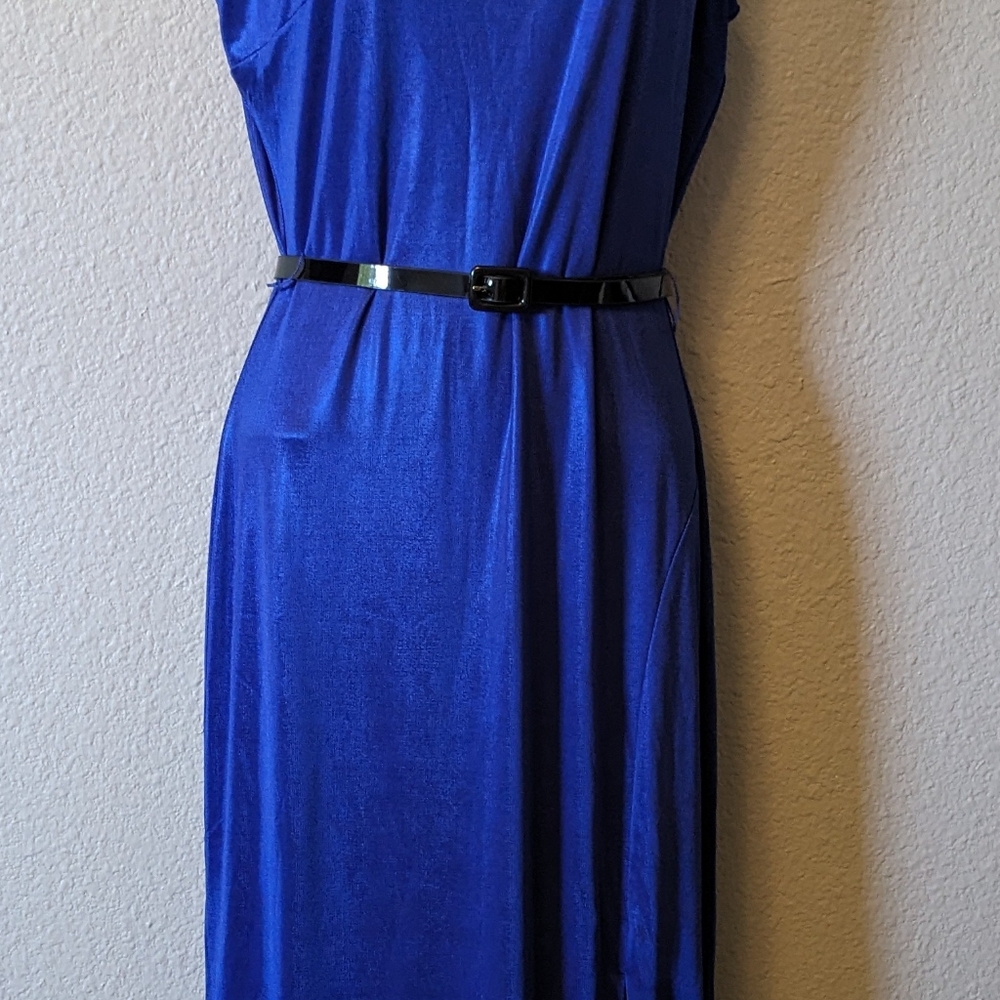 New Dress The Population Karlie Low Back Bodycon Midi Dress Royal Blue Sz.M - Picture 9 of 13